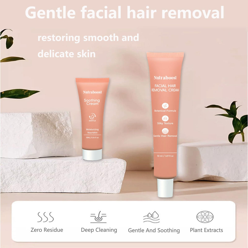 Nutraboost Women's Facial Hair Removal Cream Set – 4 Min, 7 Days Smooth, 3pcs