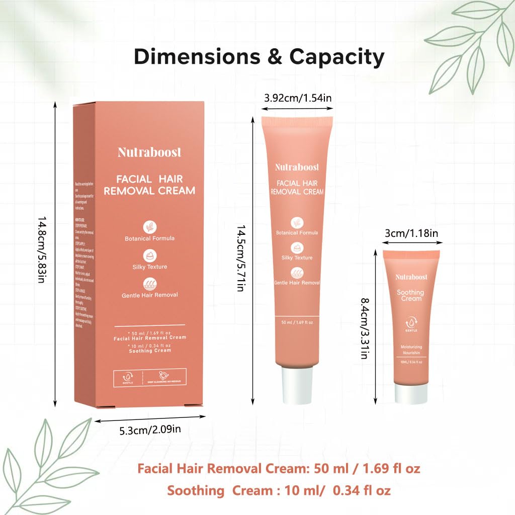 Nutraboost Women's Facial Hair Removal Cream Set – 4 Min, 7 Days Smooth, 3pcs