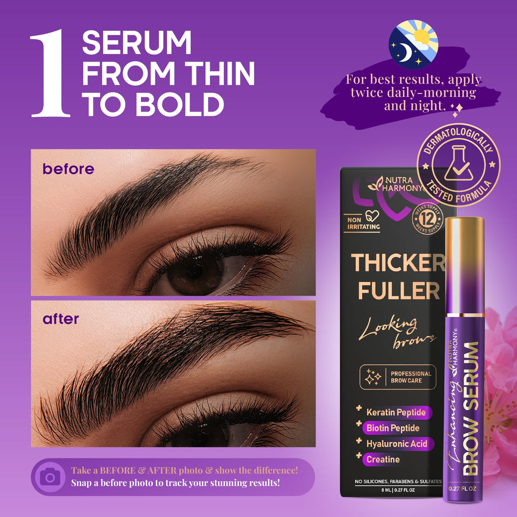 NutraHarmony Brow Serum – Keratin & Biotin Pro Growth (8ml) – Vegan, No Prostaglandins