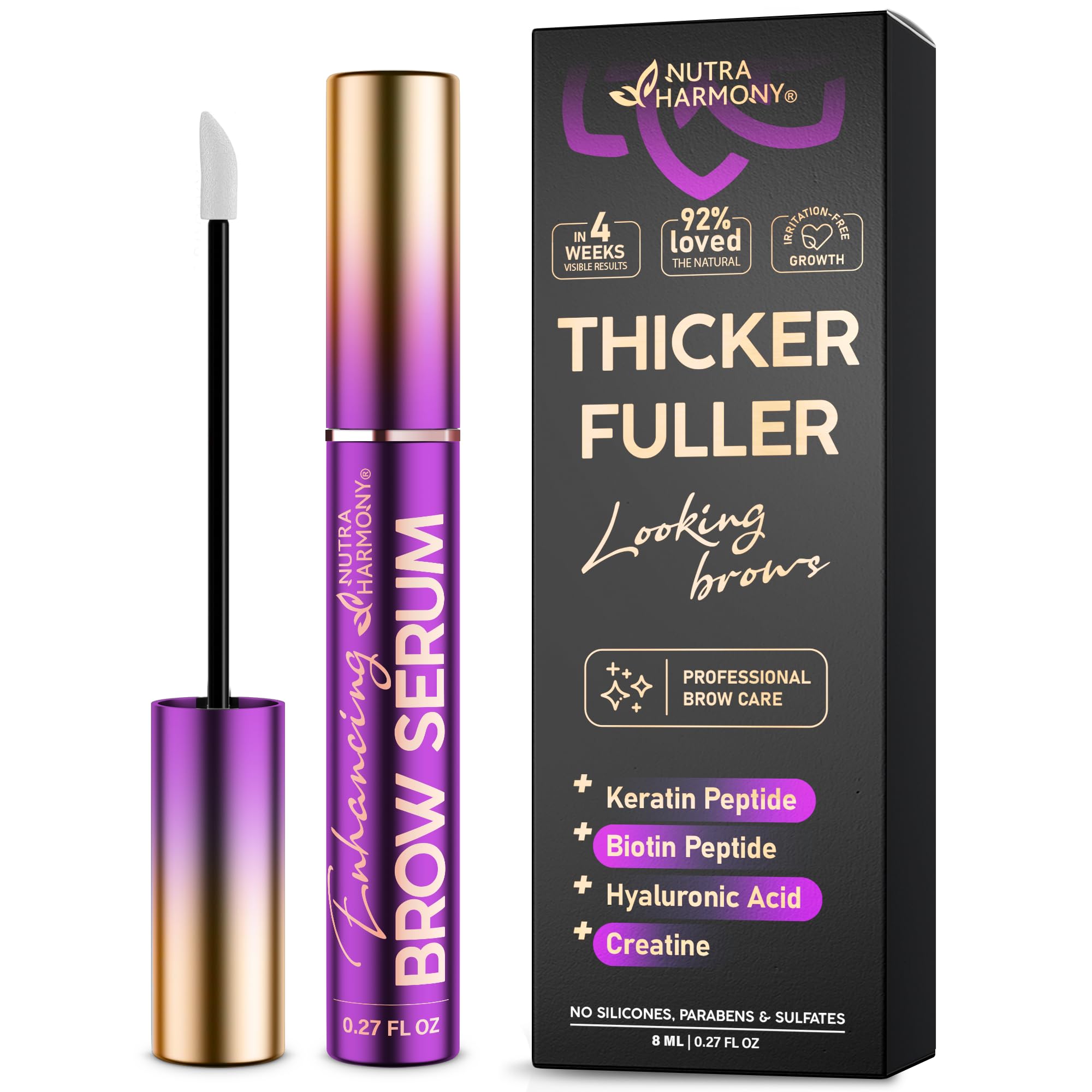 NutraHarmony Brow Serum – Keratin & Biotin Pro Growth (8ml) – Vegan, No Prostaglandins