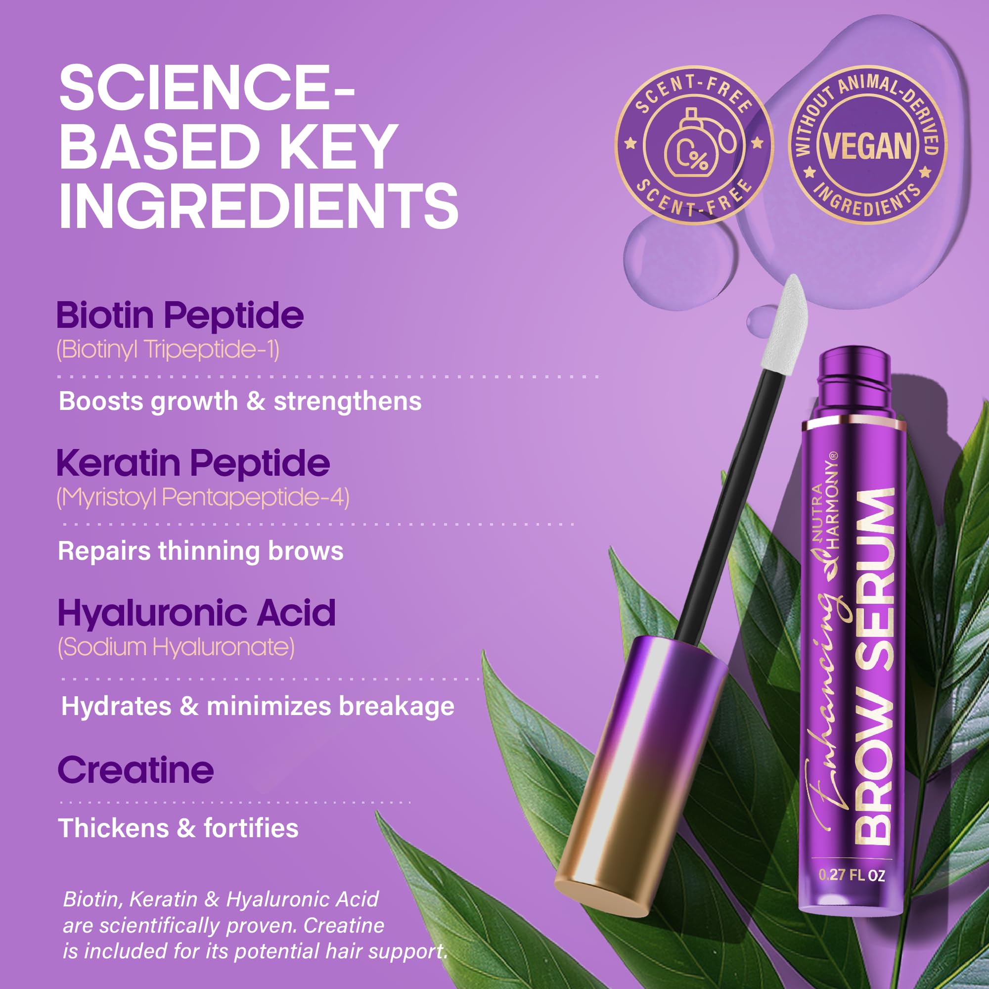 NutraHarmony Brow Serum – Keratin & Biotin Pro Growth (8ml) – Vegan, No Prostaglandins