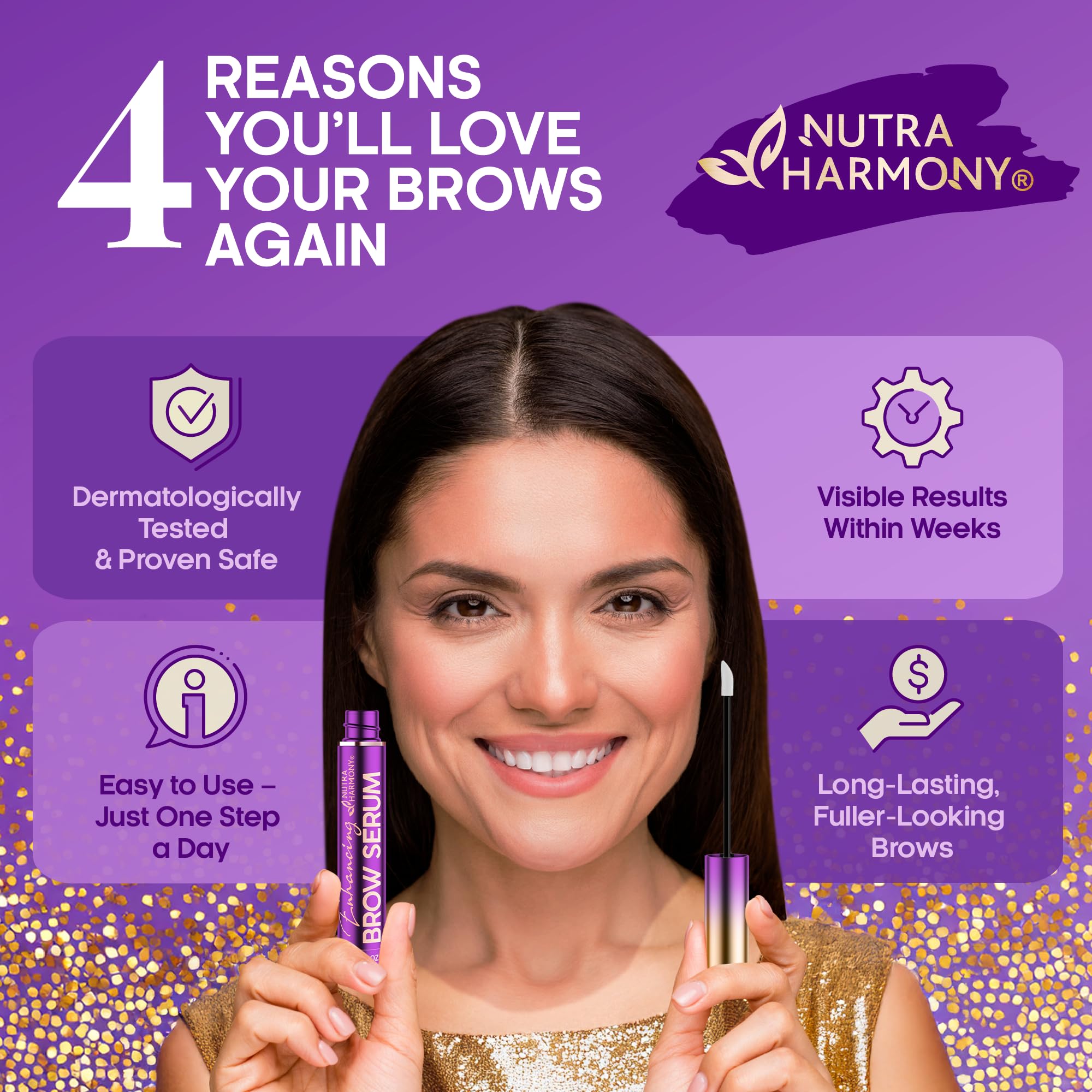 NutraHarmony Brow Serum – Keratin & Biotin Pro Growth (8ml) – Vegan, No Prostaglandins