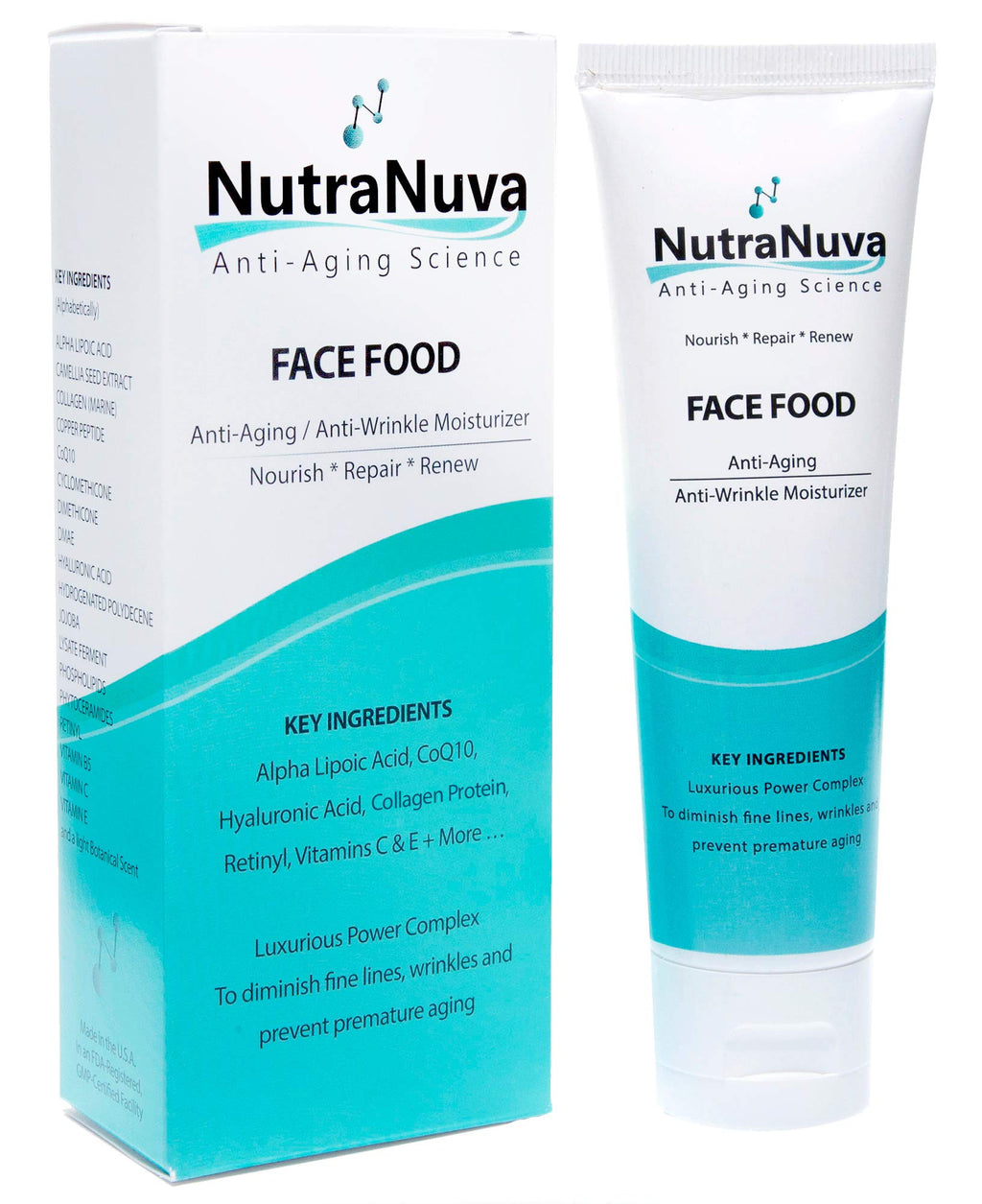 NutraNuva Vegan Anti-Aging Cream for Face, Neck & Eyes | Hyaluronic Acid, Copper Peptides, CoQ10