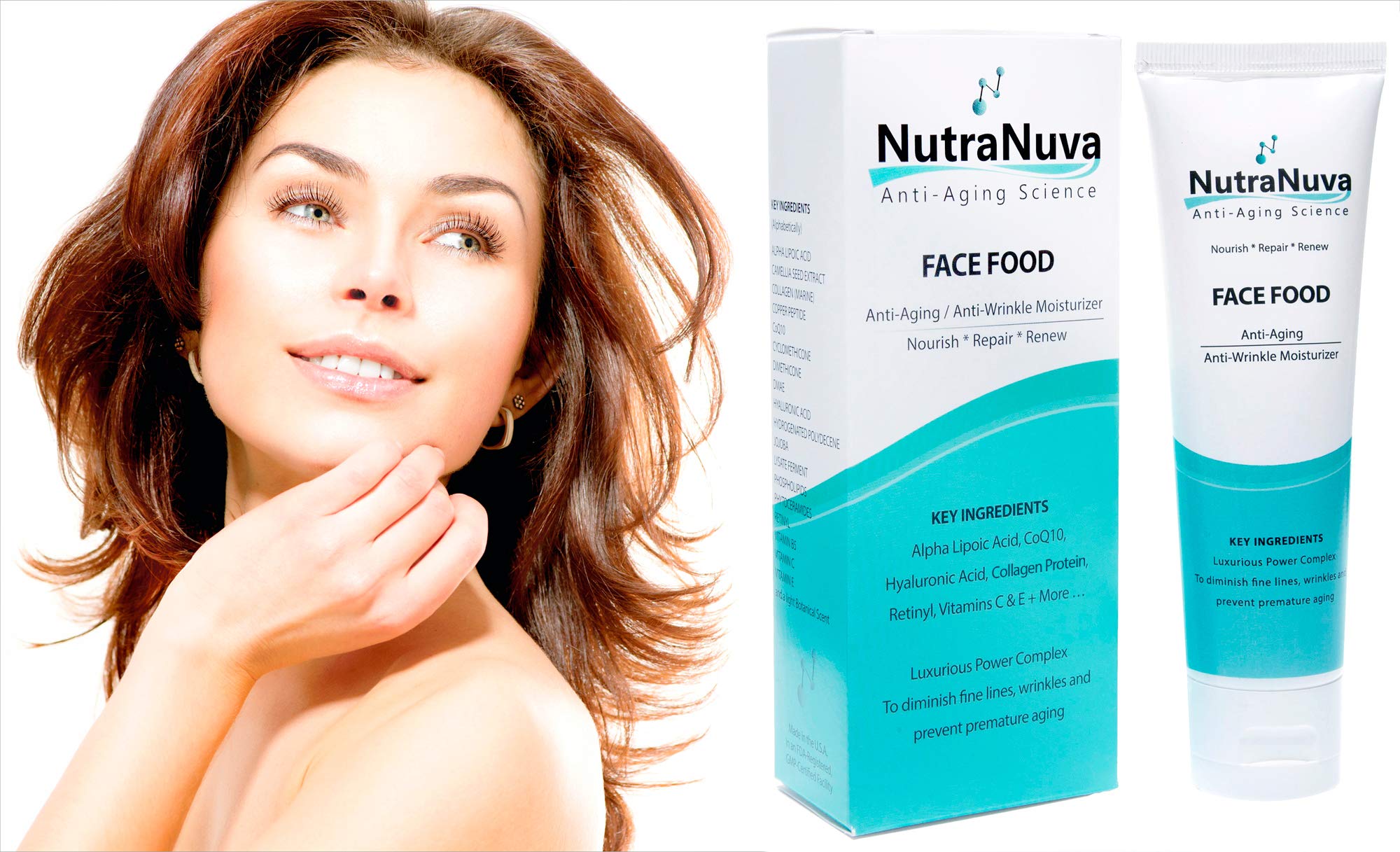 NutraNuva Vegan Anti-Aging Cream for Face, Neck & Eyes | Hyaluronic Acid, Copper Peptides, CoQ10