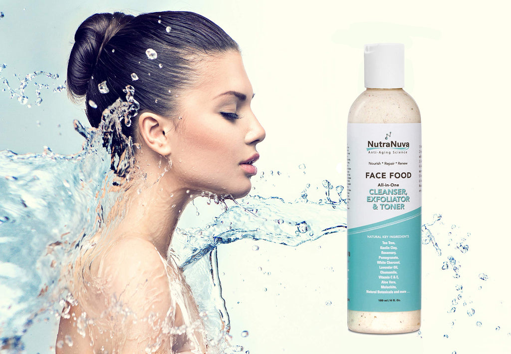 NutraNuva Face Food – All-in-One Cleanser, Exfoliator & Toner with Tea Tree & Kaolin Clay | Vegan, pH-Balanced, 6 oz