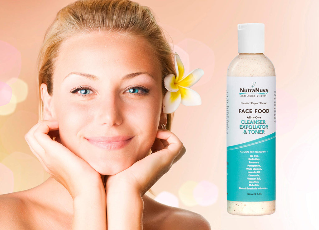 NutraNuva Face Food – All-in-One Cleanser, Exfoliator & Toner with Tea Tree & Kaolin Clay | Vegan, pH-Balanced, 6 oz