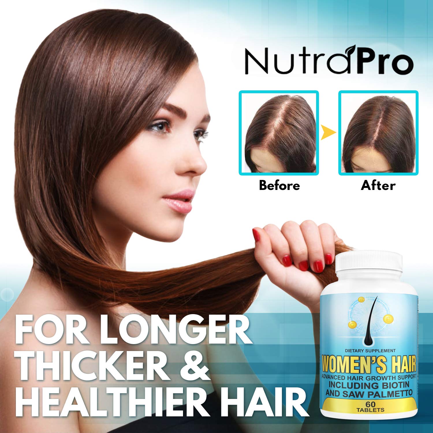 NutraPro Hair Growth Vitamins for Women – Saw Palmetto, Biotin & DHT Blocker