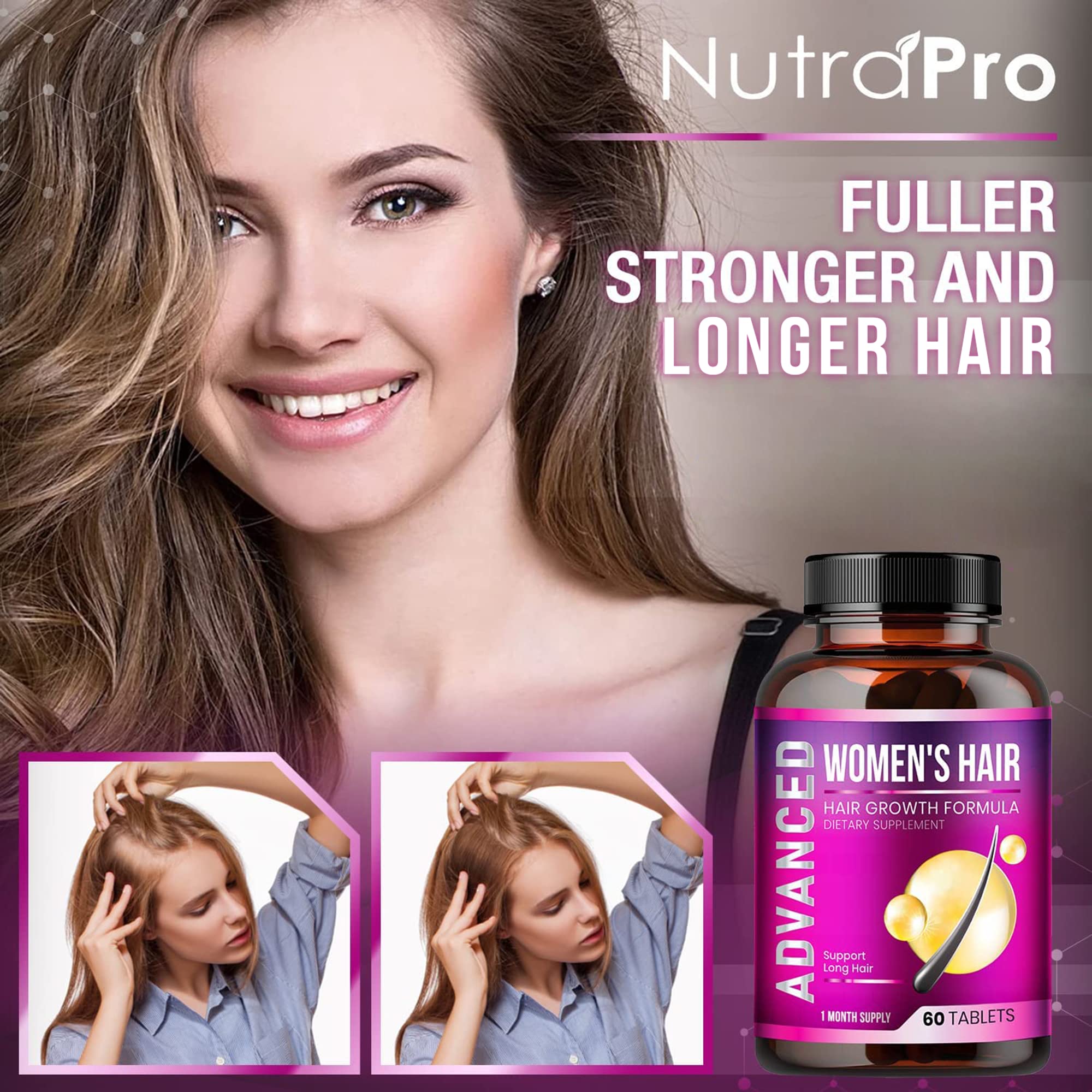 NutraPro Hair Growth Vitamins for Women – Thicker, Longer Hair Support with Biotin & Saw Palmetto