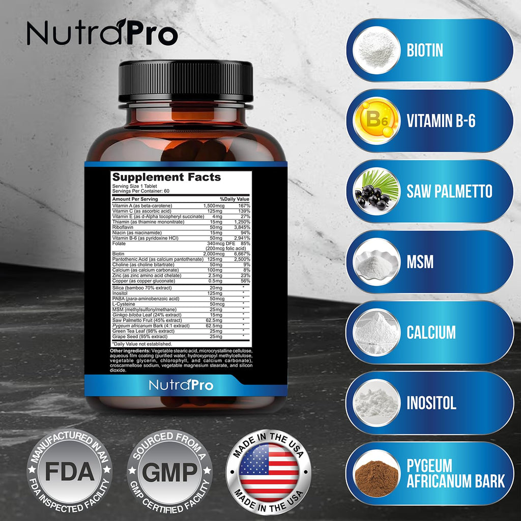 NutraPro MenGrowth Hair Growth Vitamins for Men – Biotin, Saw Palmetto & DHT Blocker
