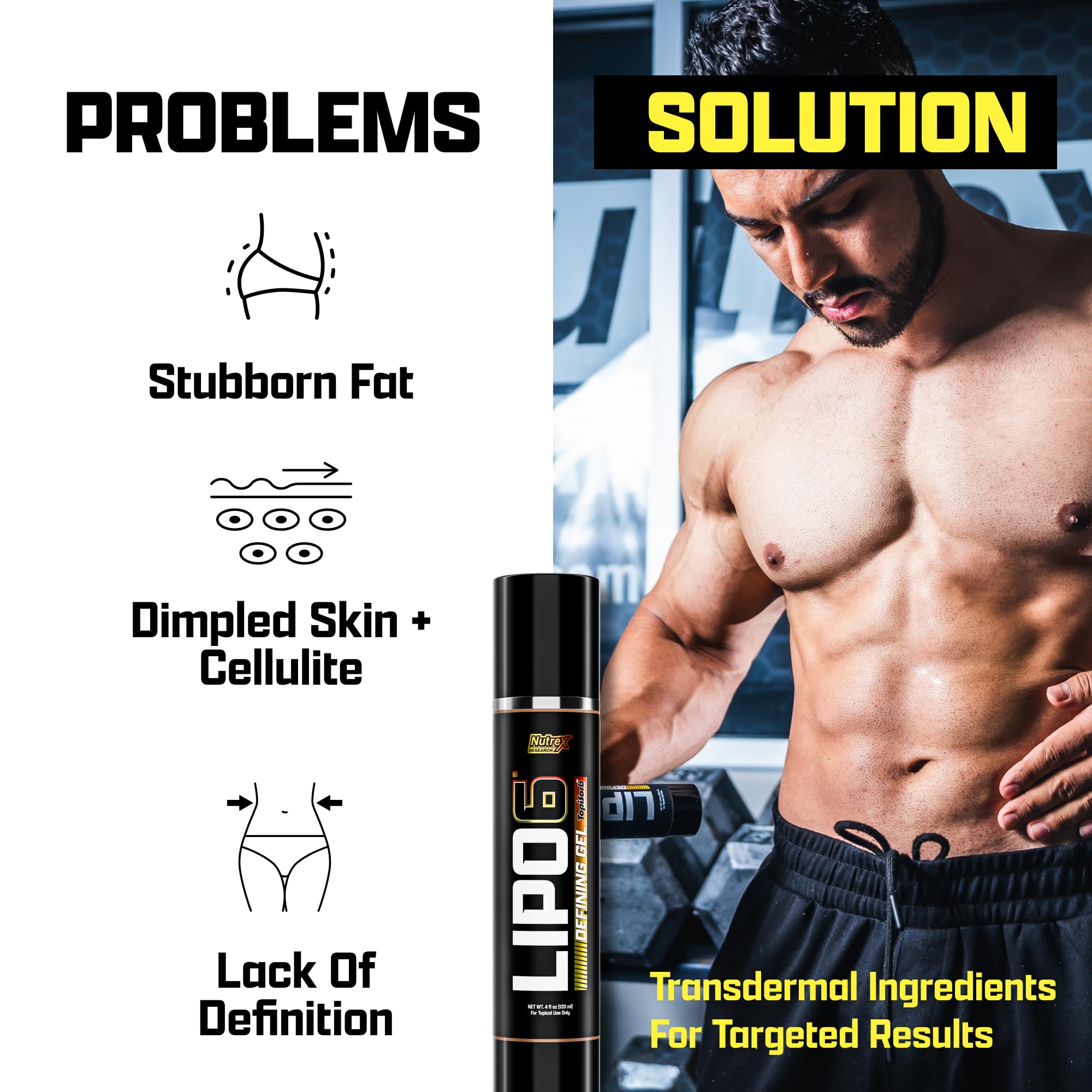 Nutrex Research Lipo-6 Defining Gel | Sweat Enhancer Hot Cream for Skin Toning & Firming