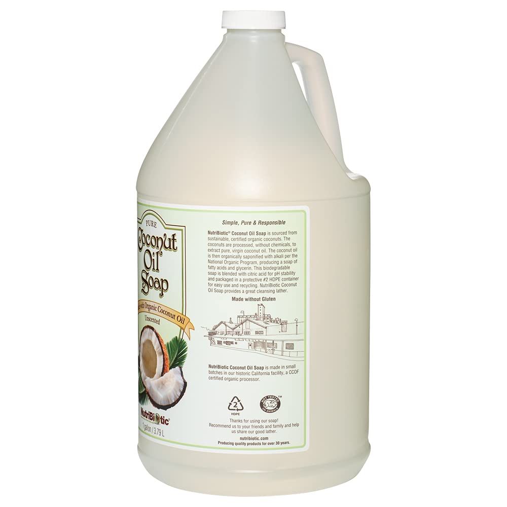 NutriBiotic Pure Coconut Oil Soap, Unscented, 1 Gallon | Organic, Biodegradable, Vegan