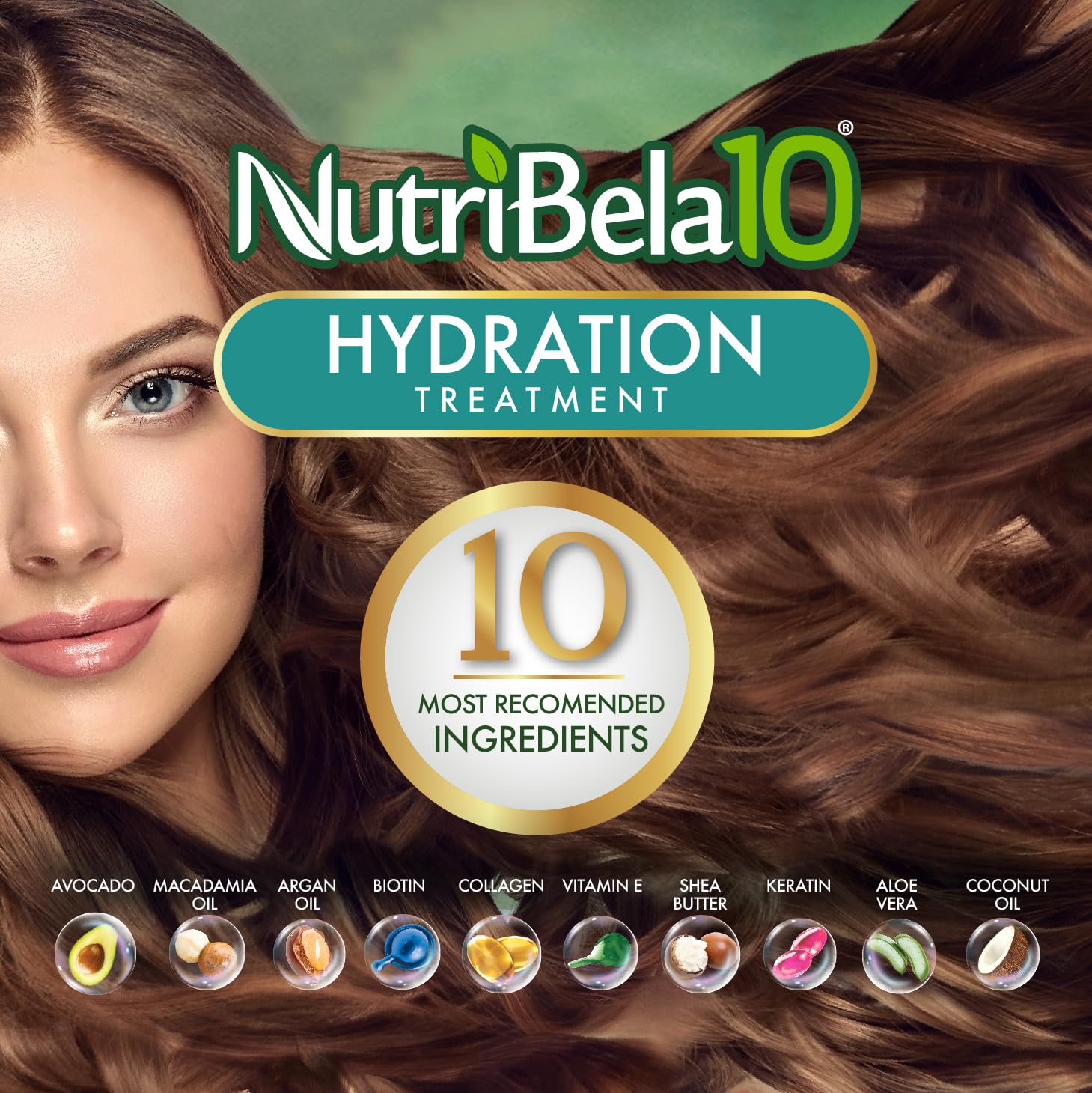 NUTRIBELA10 Hydration Hair Mask & Deep Conditioner – 2-Pack (10.5 oz) with Avocado & Argan