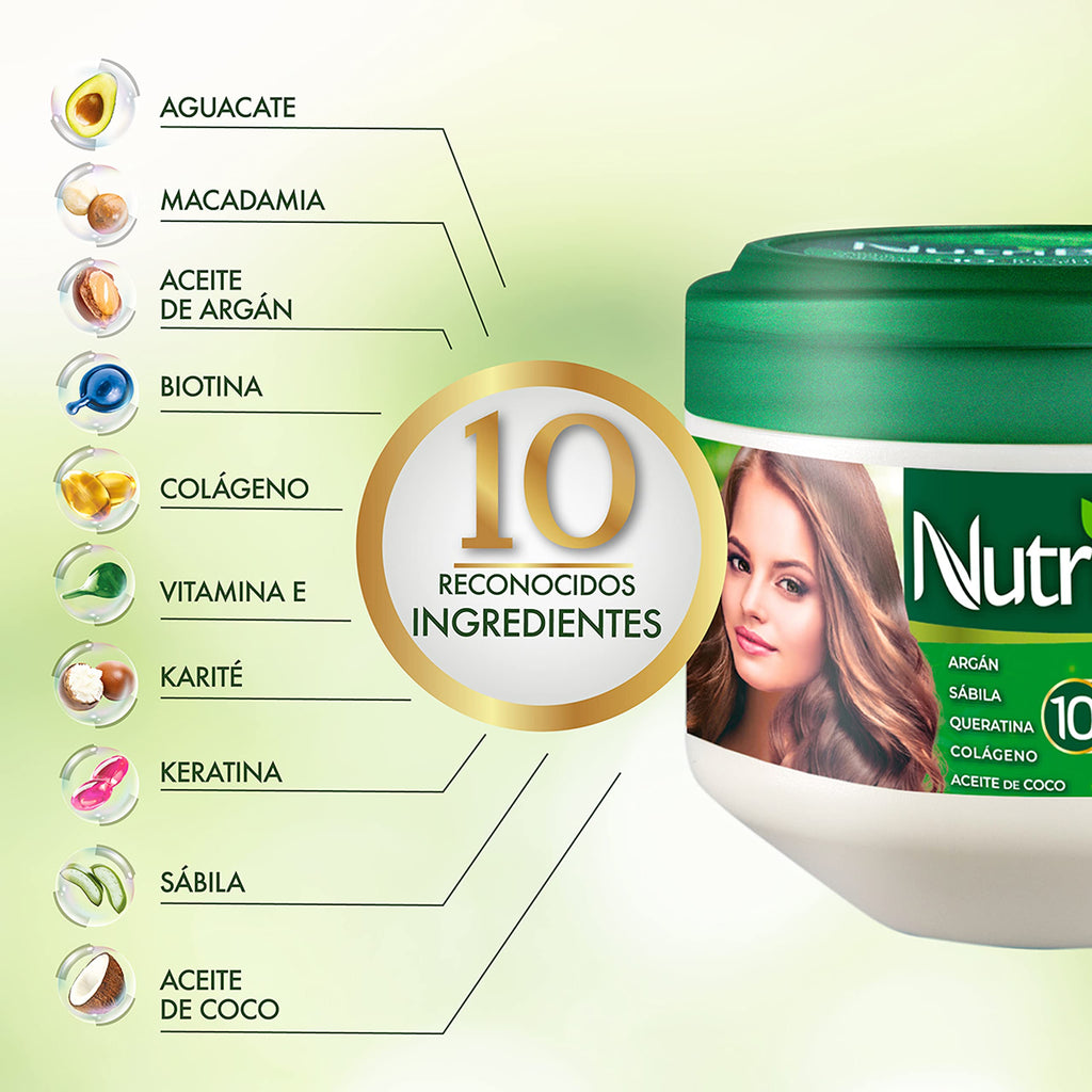 NUTRIBELA10 Hair Mask for Damaged Dry Hair – Avocado, Argan, Keratin & Coconut Oil (17oz)