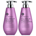 Nuva Botanicals Tea Tree & Rosemary Shampoo & Conditioner Set for Women – Natural Hair Growth Shampoo with Mint & Coconut Oil (17 Fl Oz)