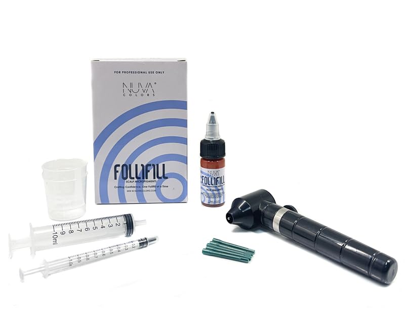 Nuva Follifill SMP Pigment Kit – Deepest Scalp Micropigmentation Ink, 15ml, 50+ Treatments, Includes Mixer & Diluting Chart