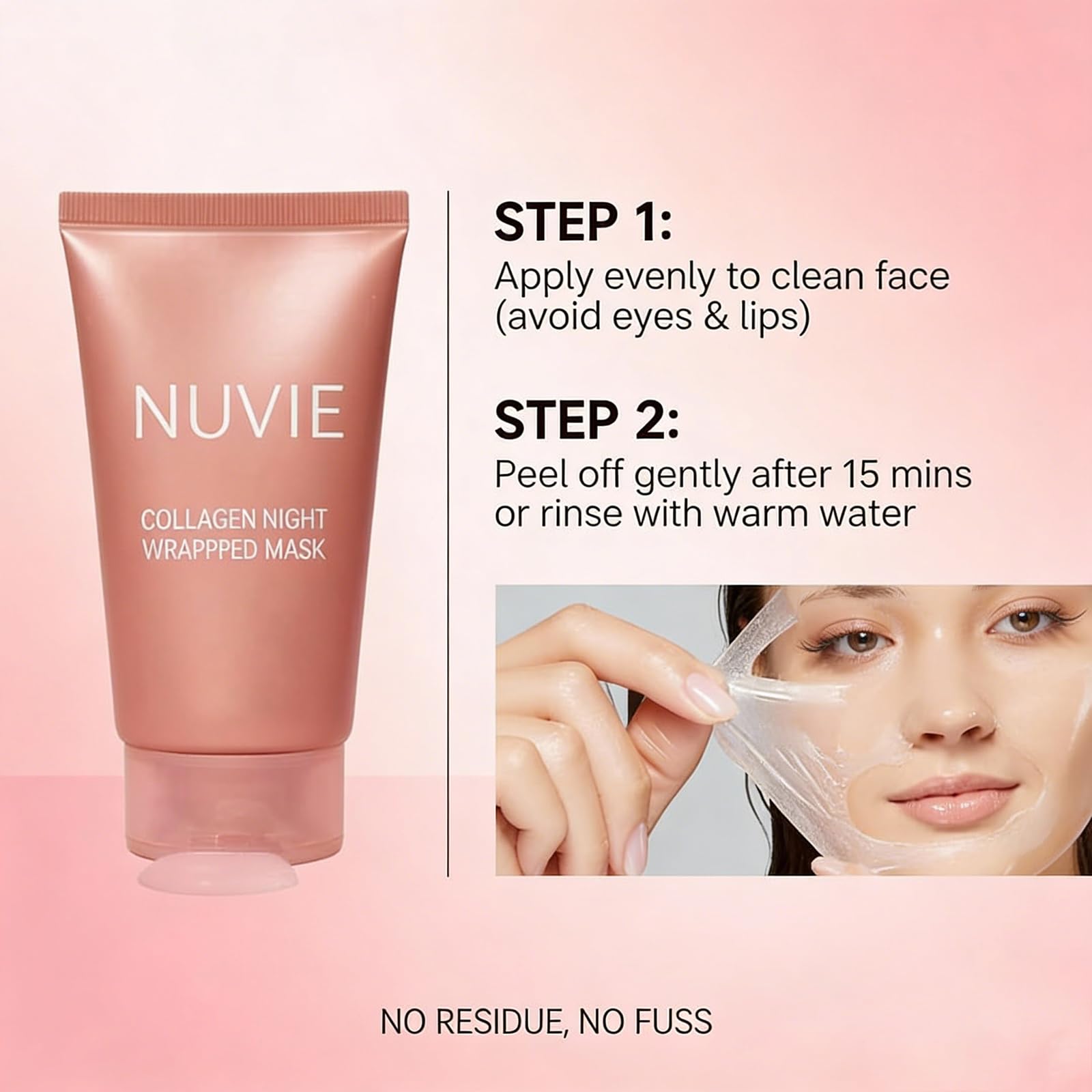 Nuvie Collagen Overnight Peel Mask – Hydration & Elasticity (2.53 oz)