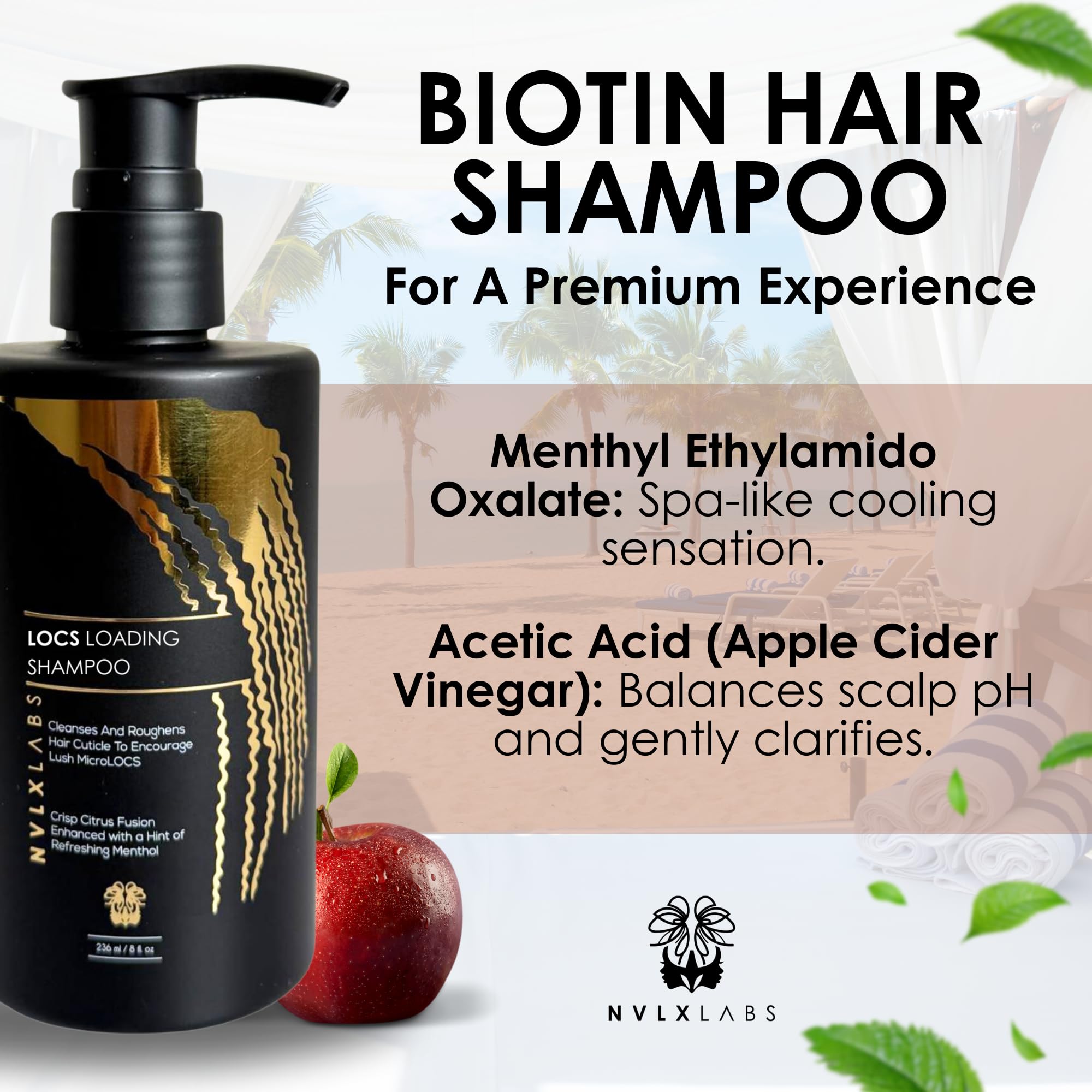 NVLX LABS Locs Shampoo 8 Oz | Herbal Cleanser for Dreads, Locks & Sisterlocs