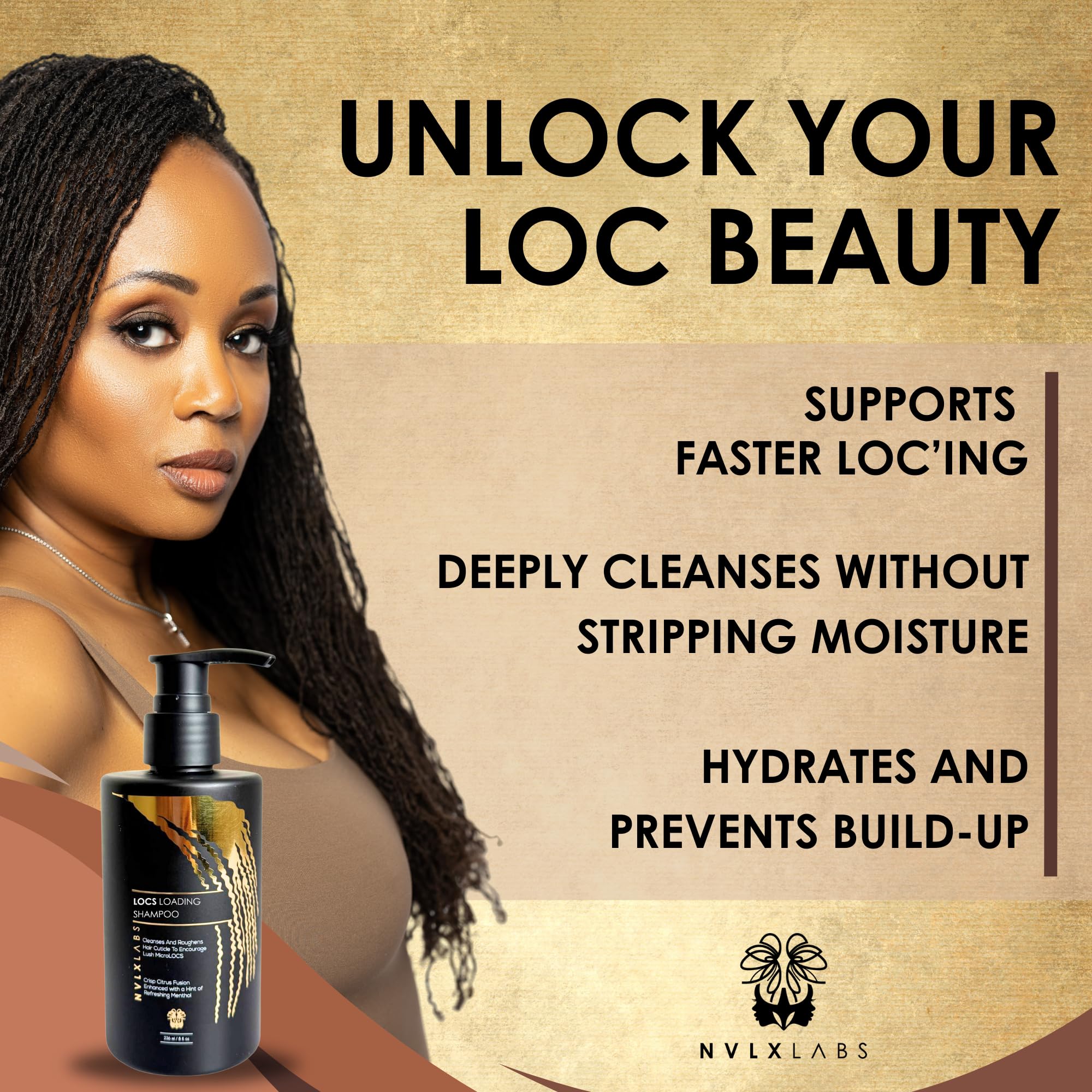 NVLX LABS Locs Shampoo 8 Oz | Herbal Cleanser for Dreads, Locks & Sisterlocs
