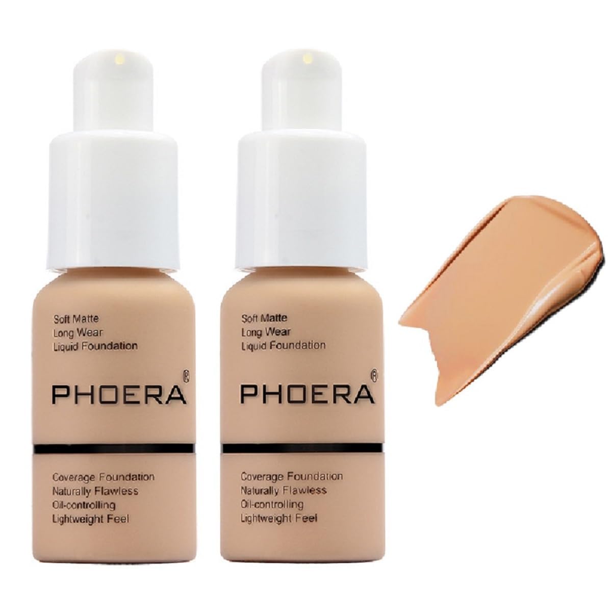 nvyue 2 Pack PHOERA Foundation 104 Buff Beige – Full Coverage Liquid Foundation