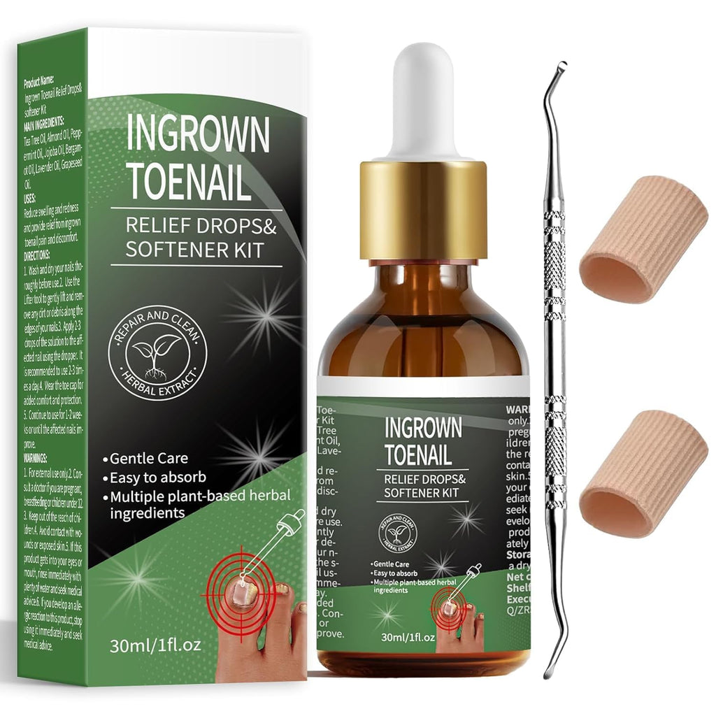 NWAKRD Ingrown Toenail Treatment Kit – 30ml Softening & Conditioning with Silicone Gel Toe Caps