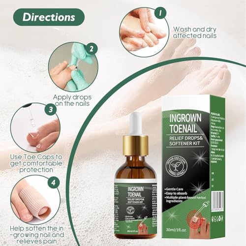 NWAKRD Ingrown Toenail Treatment Kit – 30ml Softening & Conditioning with Silicone Gel Toe Caps