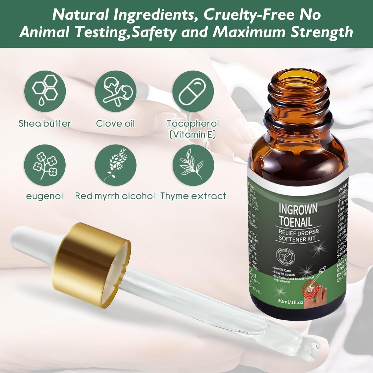 NWAKRD Ingrown Toenail Treatment Kit – 30ml Softening & Conditioning with Silicone Gel Toe Caps