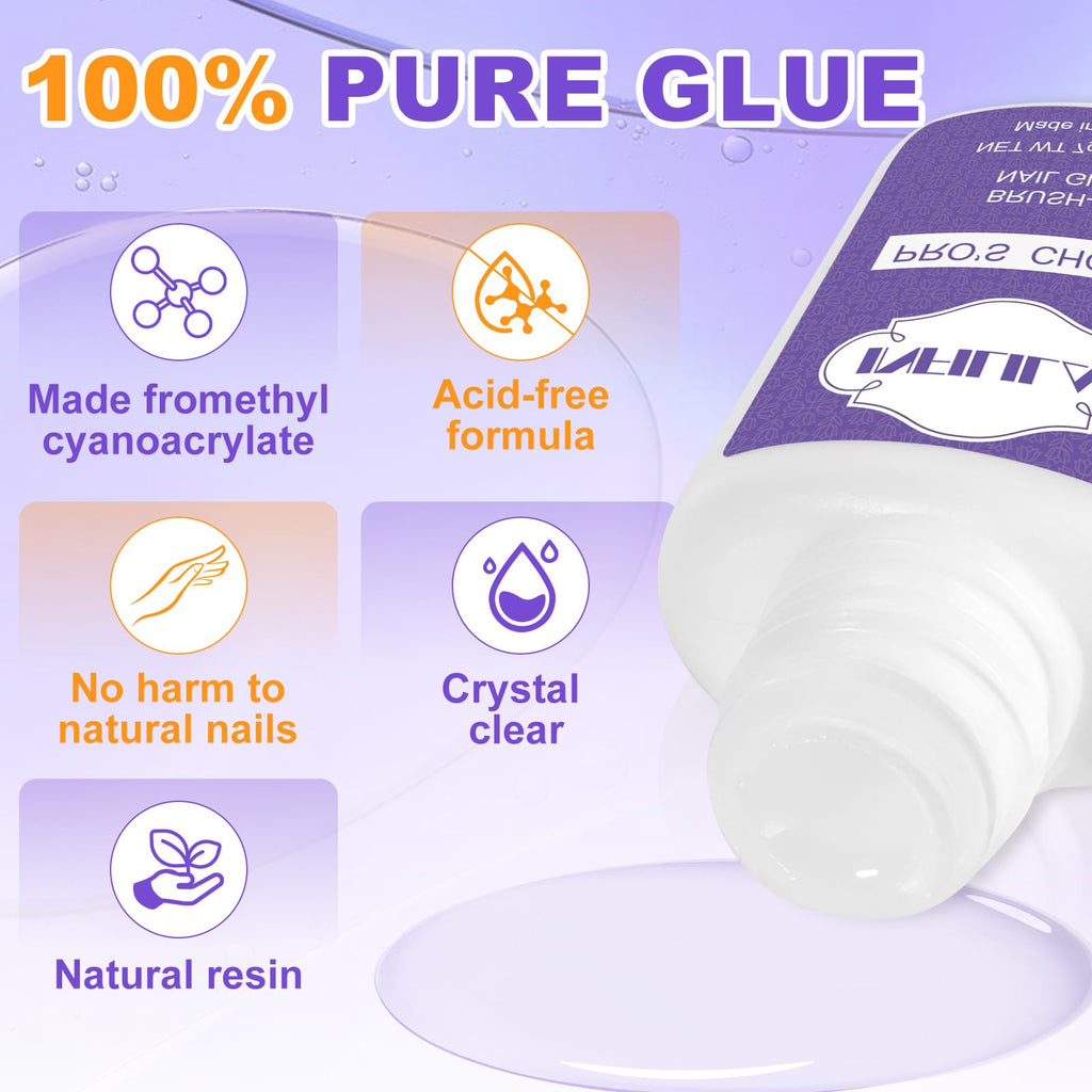 NXJ INFILILA Super Strong Nail Glue with Precision Brush – Quick Dry, 3-Pack 7ML