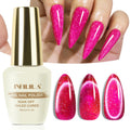 NXJ INFILILA Cat Eye Gel Polish Galaxy Glow01 – 15ML Magnetic Glitter Pink Nail Polish for Home Manicure