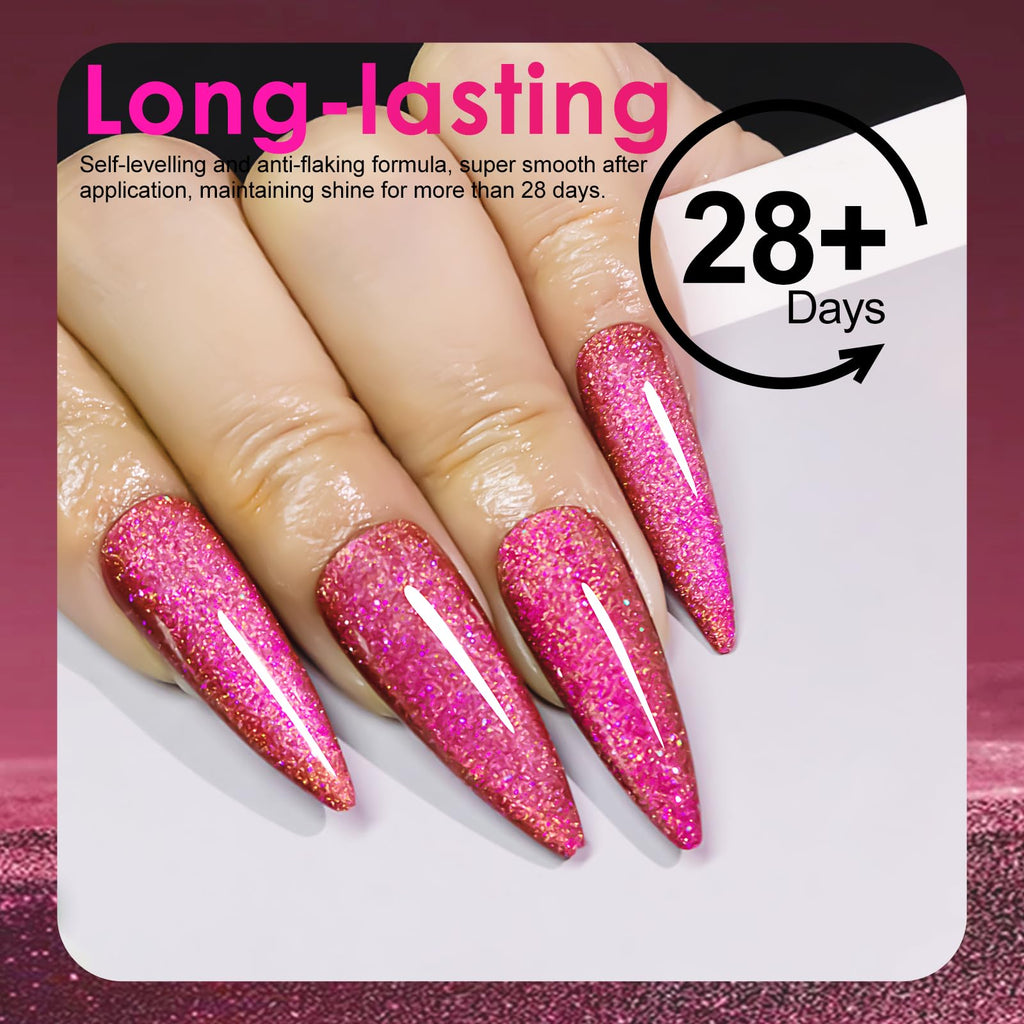 NXJ INFILILA Pink Cat Eye Gel Nail Polish | Galaxy Glow02 – Magnetic Holographic Glitter