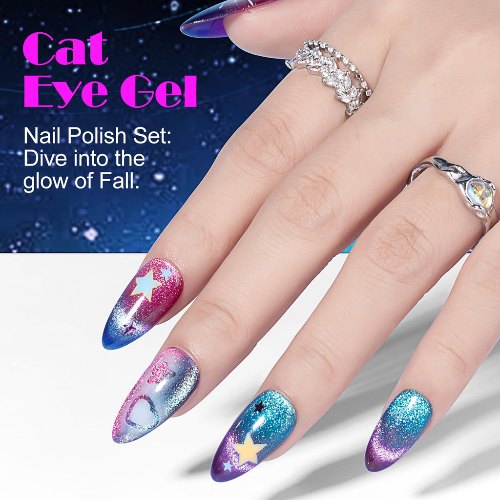 NXJ INFILILA Cat Eye Gel Nail Polish Set – 4 Magnetic Colors (15ml) LED/UV Ready