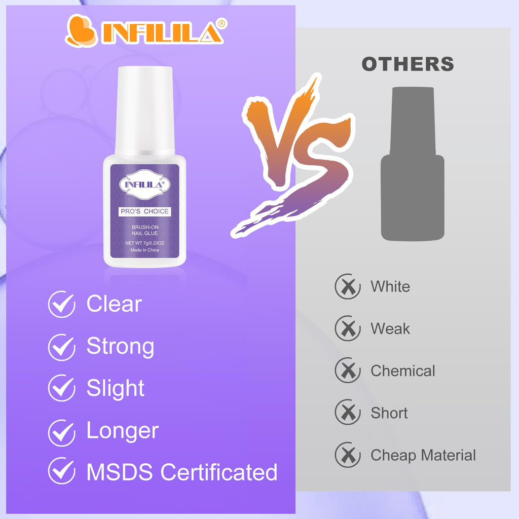 NXJ INFILILA Super Strong Nail Glue with Precision Brush – Quick Dry, 3-Pack 7ML