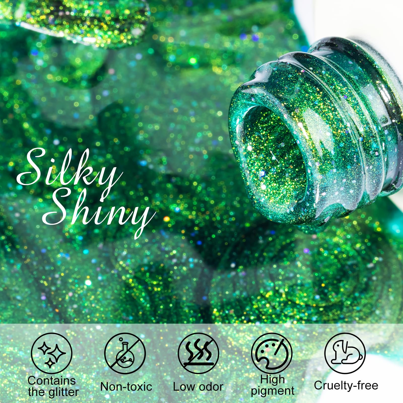 NXJ INFILILA Green Cat Eye Gel Nail Polish 15ml – Olive Green Magnetic Glitter Gel