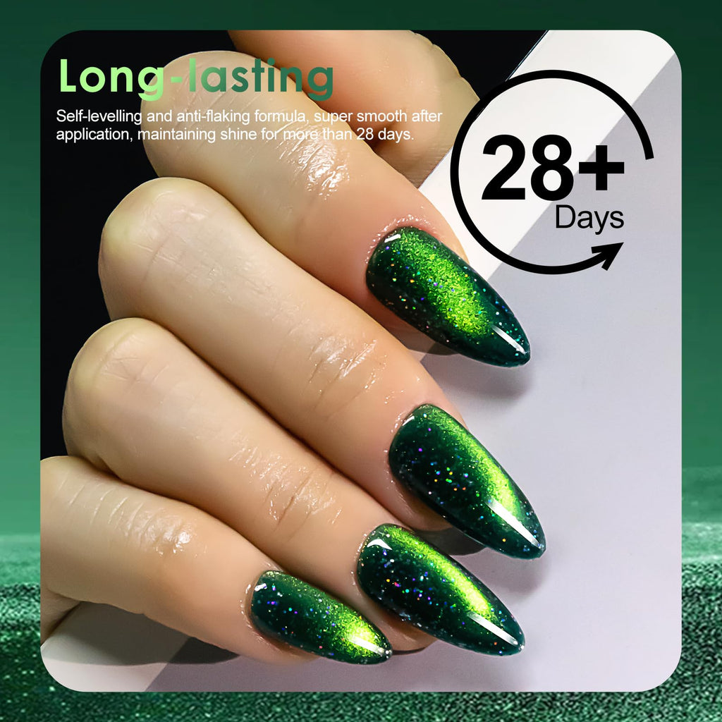 NXJ INFILILA Green Cat Eye Gel Nail Polish 15ml – Olive Green Magnetic Glitter Gel