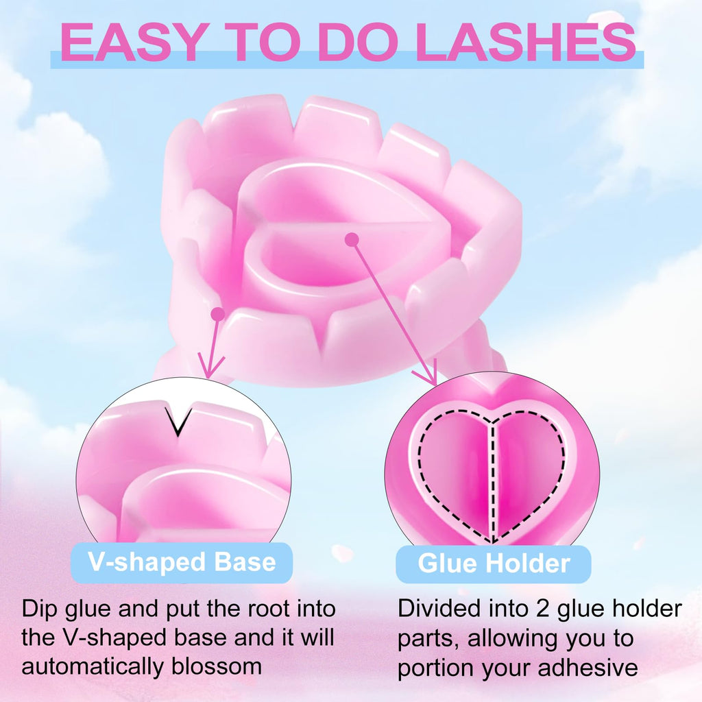 NXJ INFILILA Glue Rings for Eyelash Extensions – 300Pcs Disposable Heart-Shaped Cups