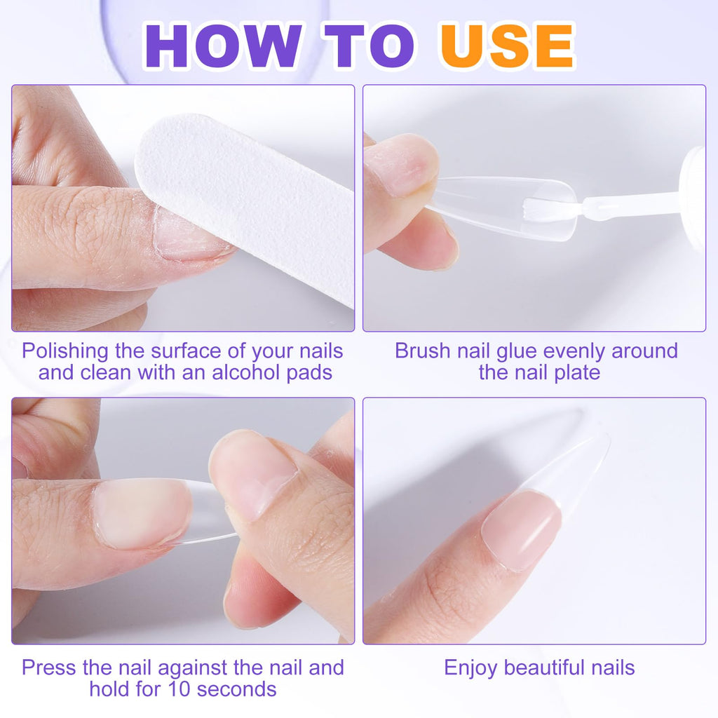 NXJ INFILILA Super Strong Nail Glue with Precision Brush – Quick Dry, 3-Pack 7ML