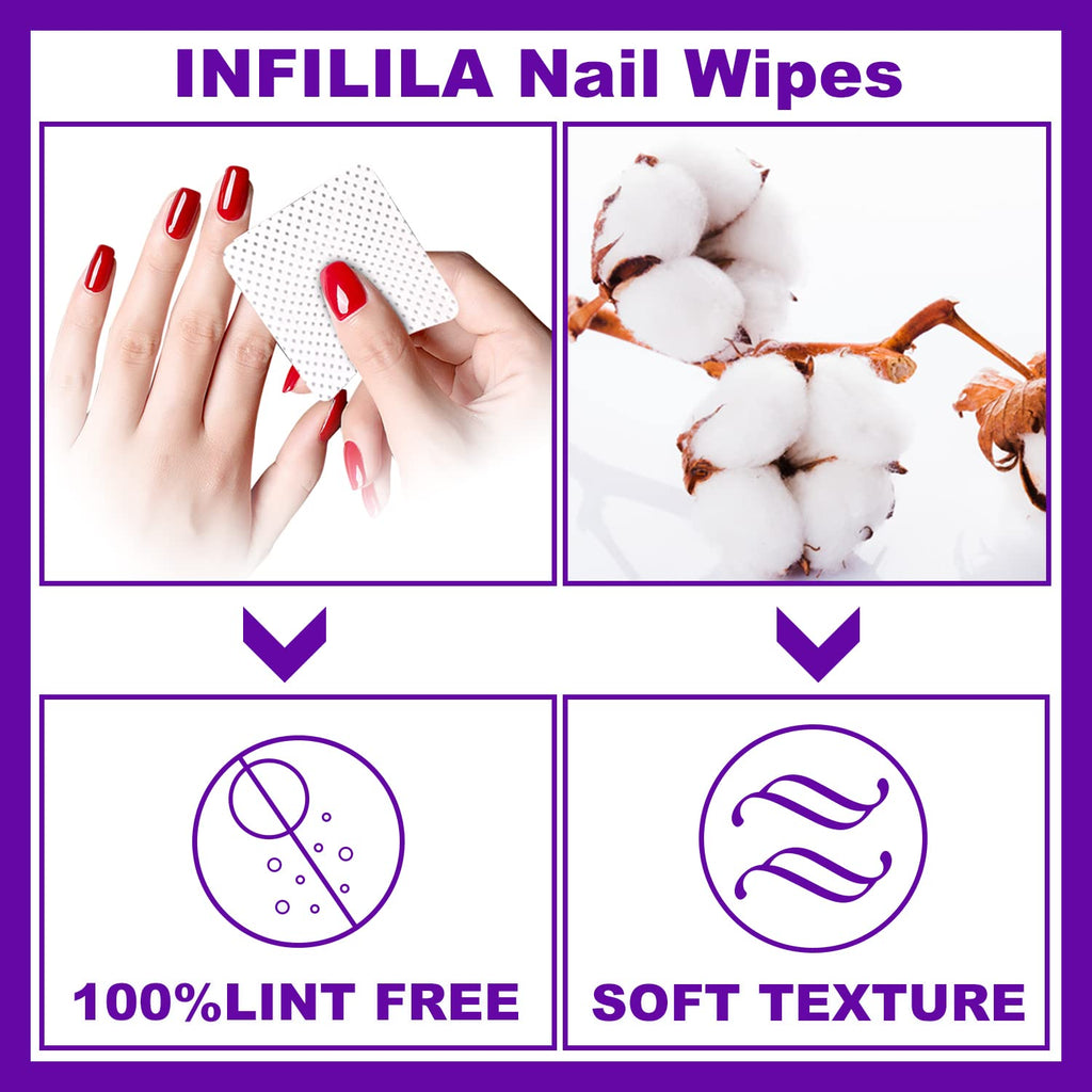 NXJ INFILILA Lint Free Nail Wipes – 1000 Pcs Non-Woven Nail Prep