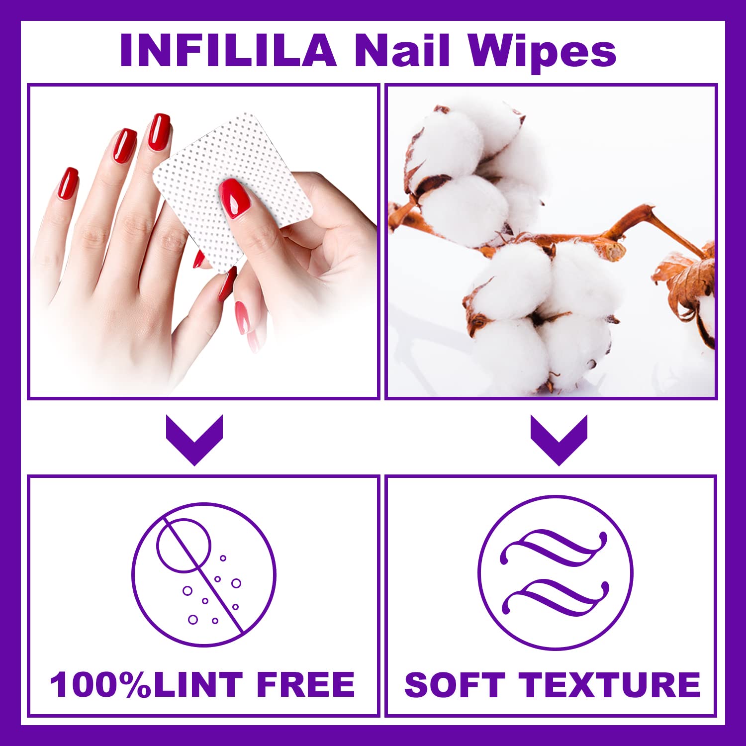 NXJ INFILILA Lint Free Nail Wipes – 1000 Pcs Non-Woven Nail Prep