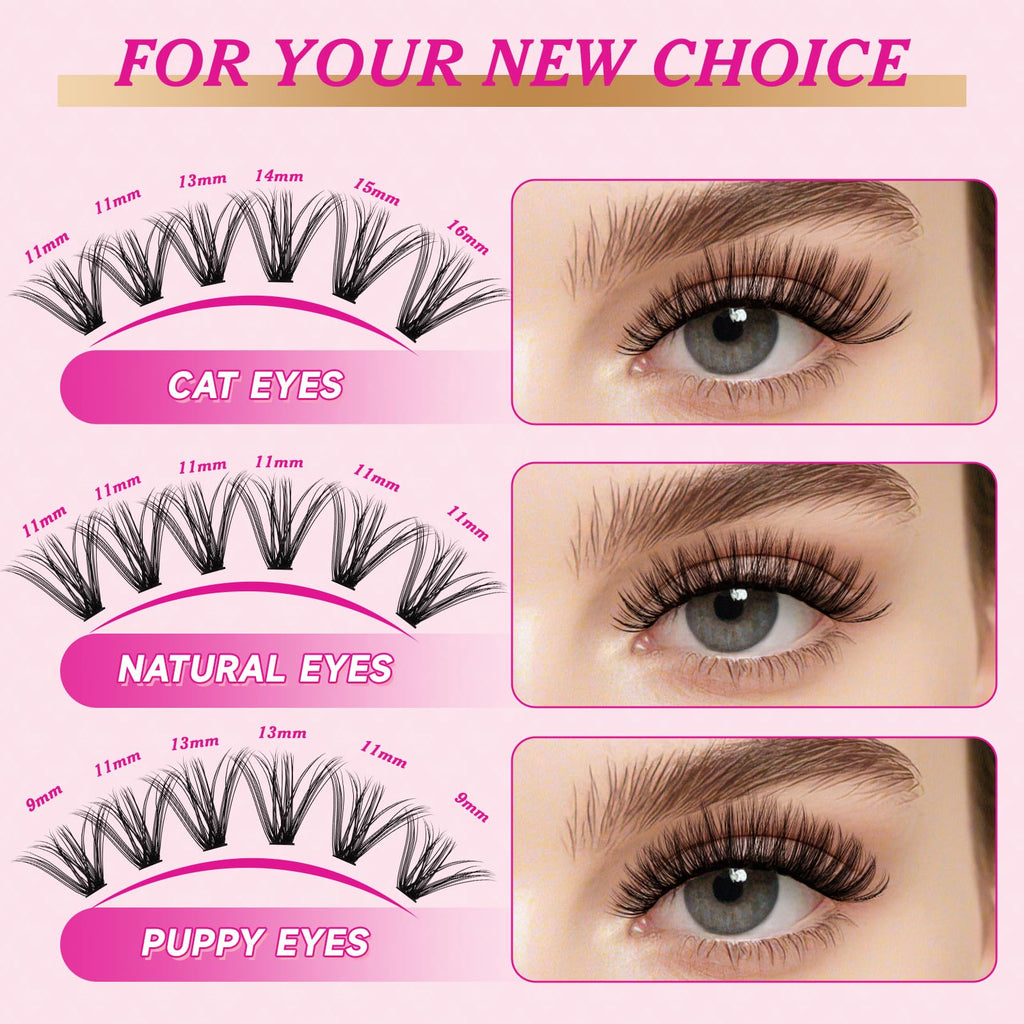 NYCAAR DIY Lash Extension Kit 280Pcs – 40D/50D Clusters, 9-16mm, Easy Application