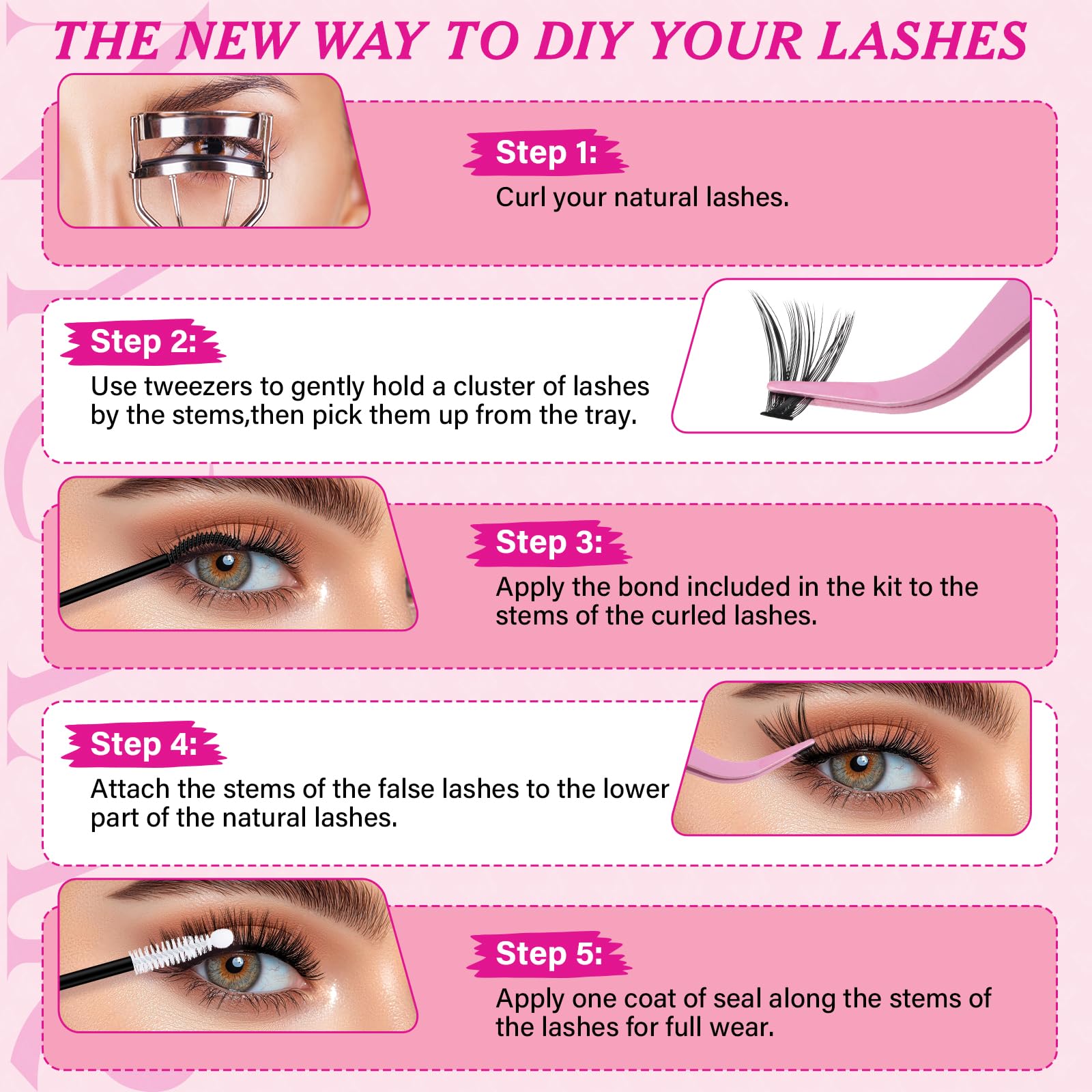 NYCAAR DIY Lash Extension Kit 280Pcs – 60D/80D Clusters, 0.07D Curl, 9–16mm Mix, Glue & Remover