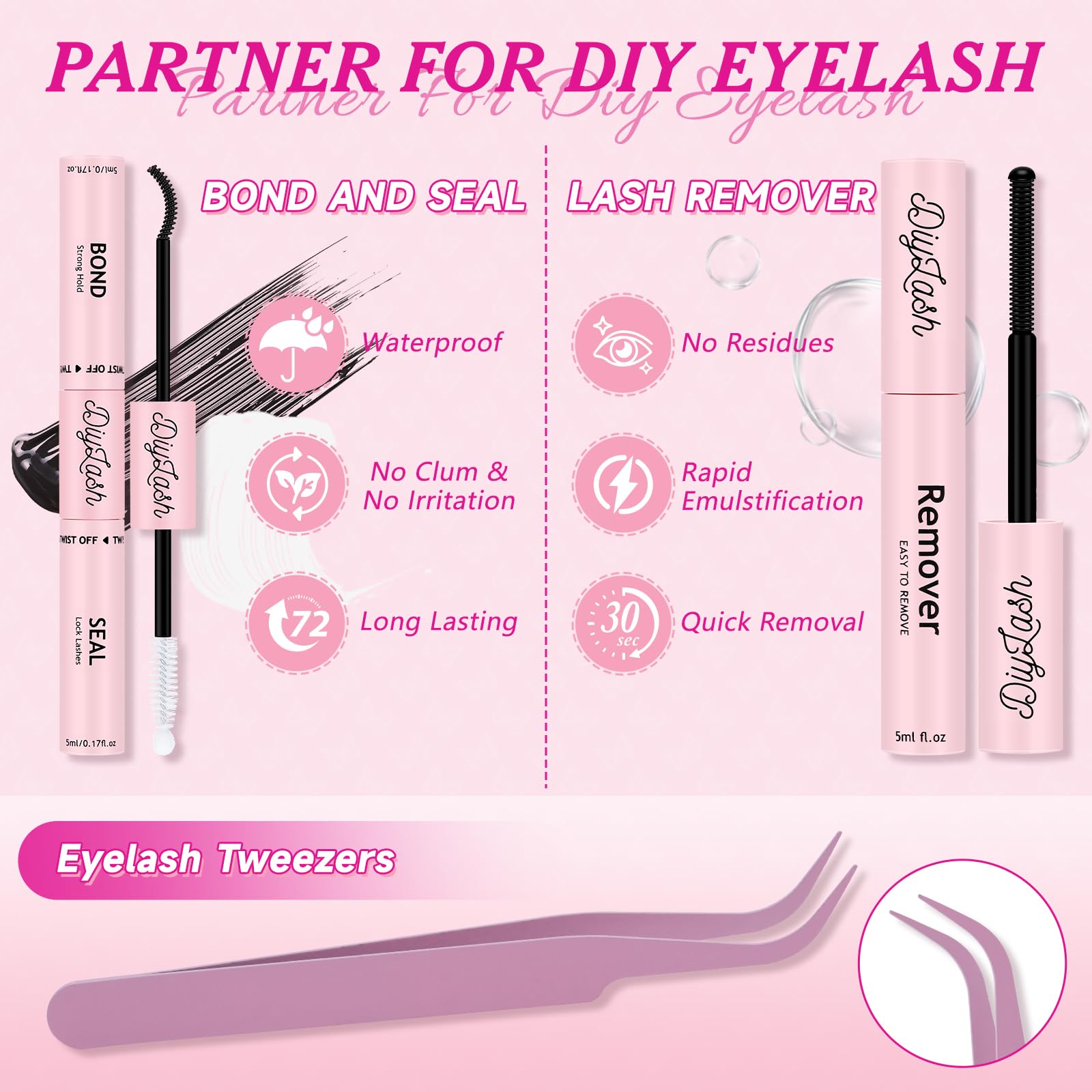 NYCAAR DIY Lash Extension Kit 280Pcs – 60D/80D Clusters, 0.07D Curl, 9–16mm Mix, Glue & Remover