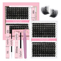 NYCAAR Lash Clusters 3D Effect Kit – 154pcs 200D D-Curl, 9-16mm Mix, DIY Lashes with Glue & Remover