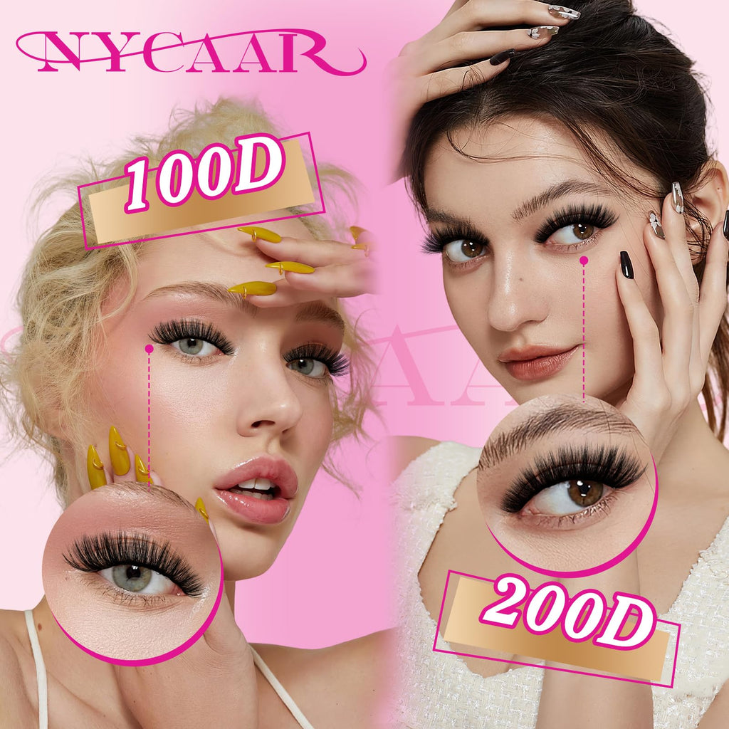 NYCAAR Lash Clusters 3D Effect Kit – 154pcs 200D D-Curl, 9-16mm Mix, DIY Lashes with Glue & Remover