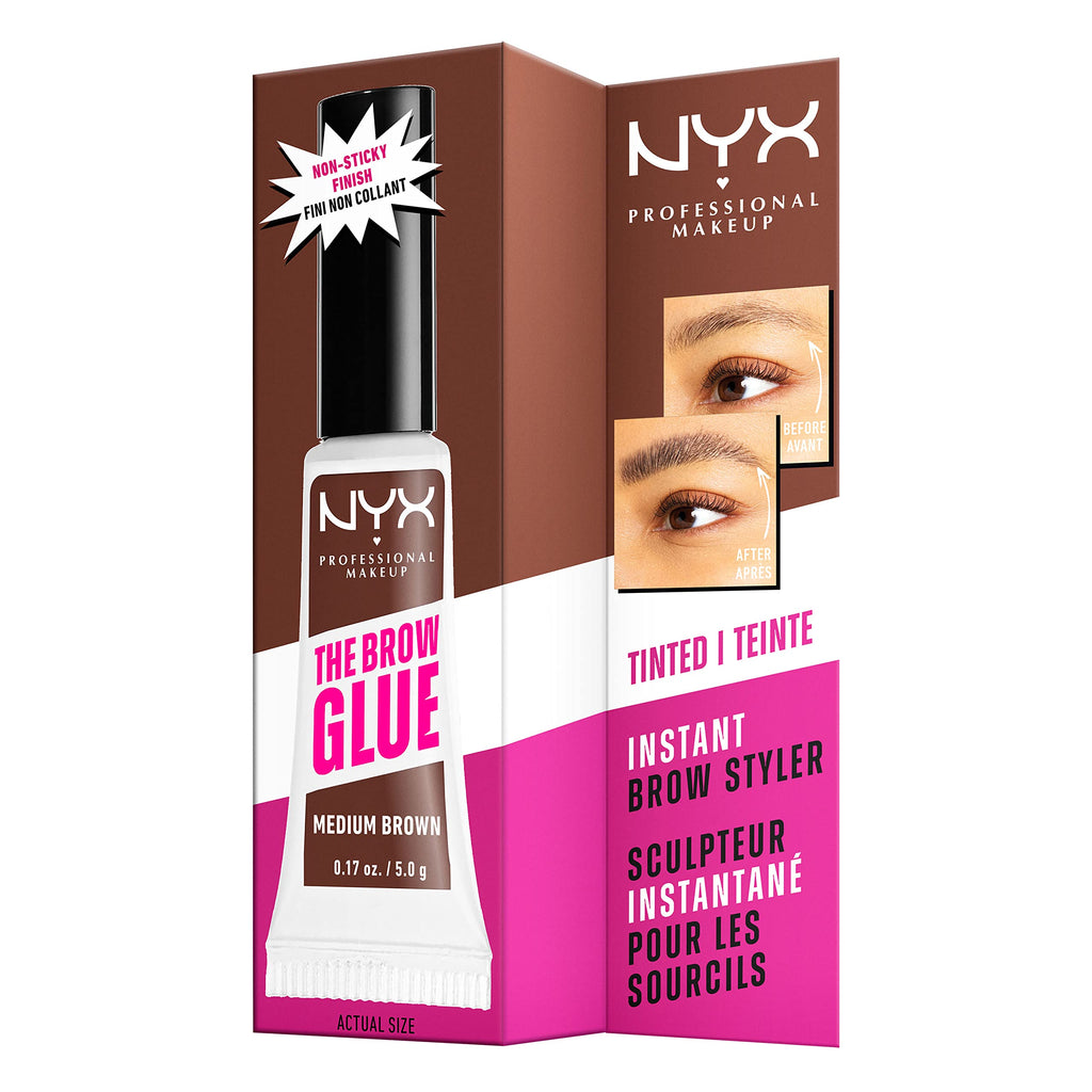 NYX PROFESSIONAL MAKEUP The Brow Glue: Extreme Hold Tinted Eyebrow Gel in Medium Brown
