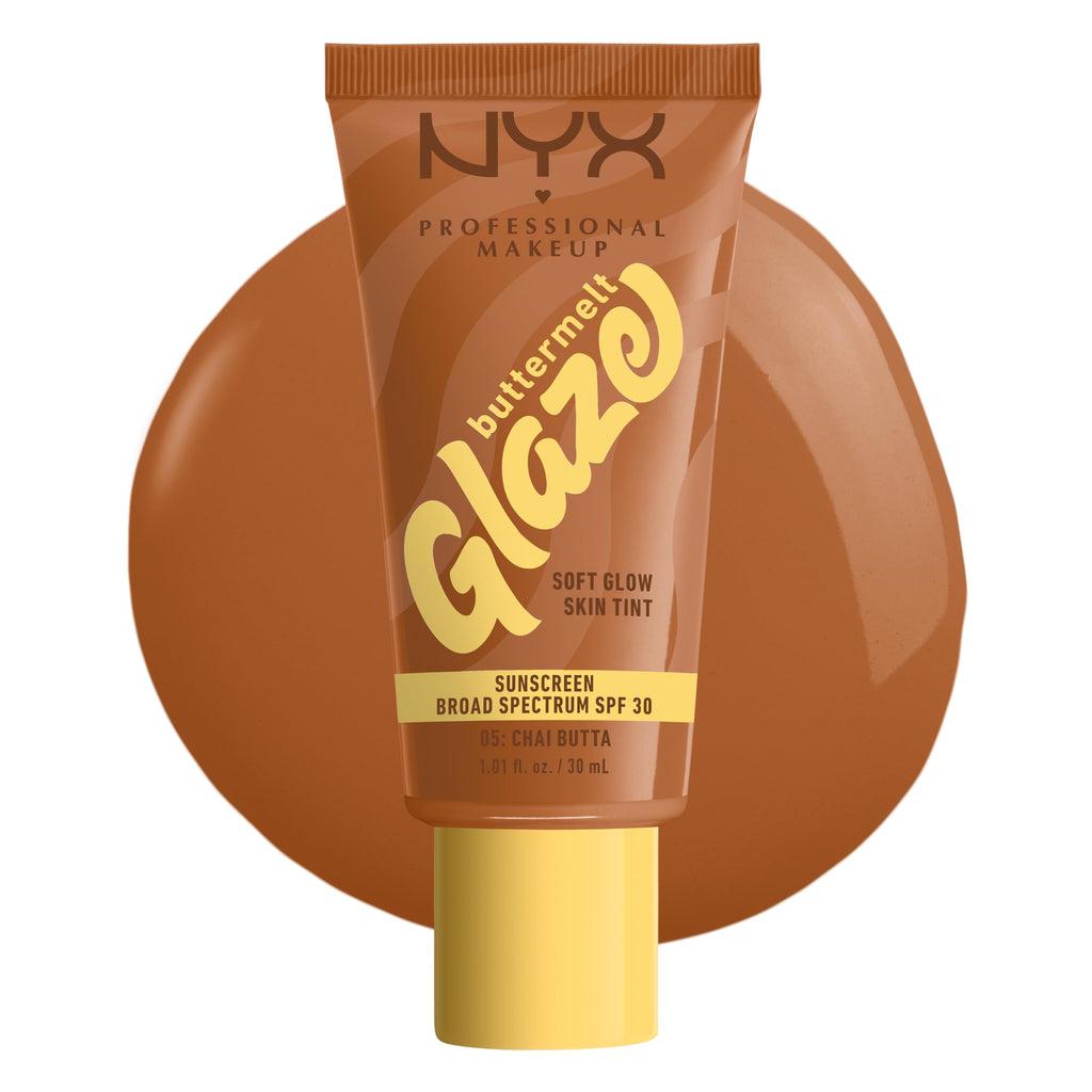 NYX PROFESSIONAL MAKEUP Buttermelt Glaze Skin Tint + SPF 30 – Up To 12HR Wear, 05 Chai Butta