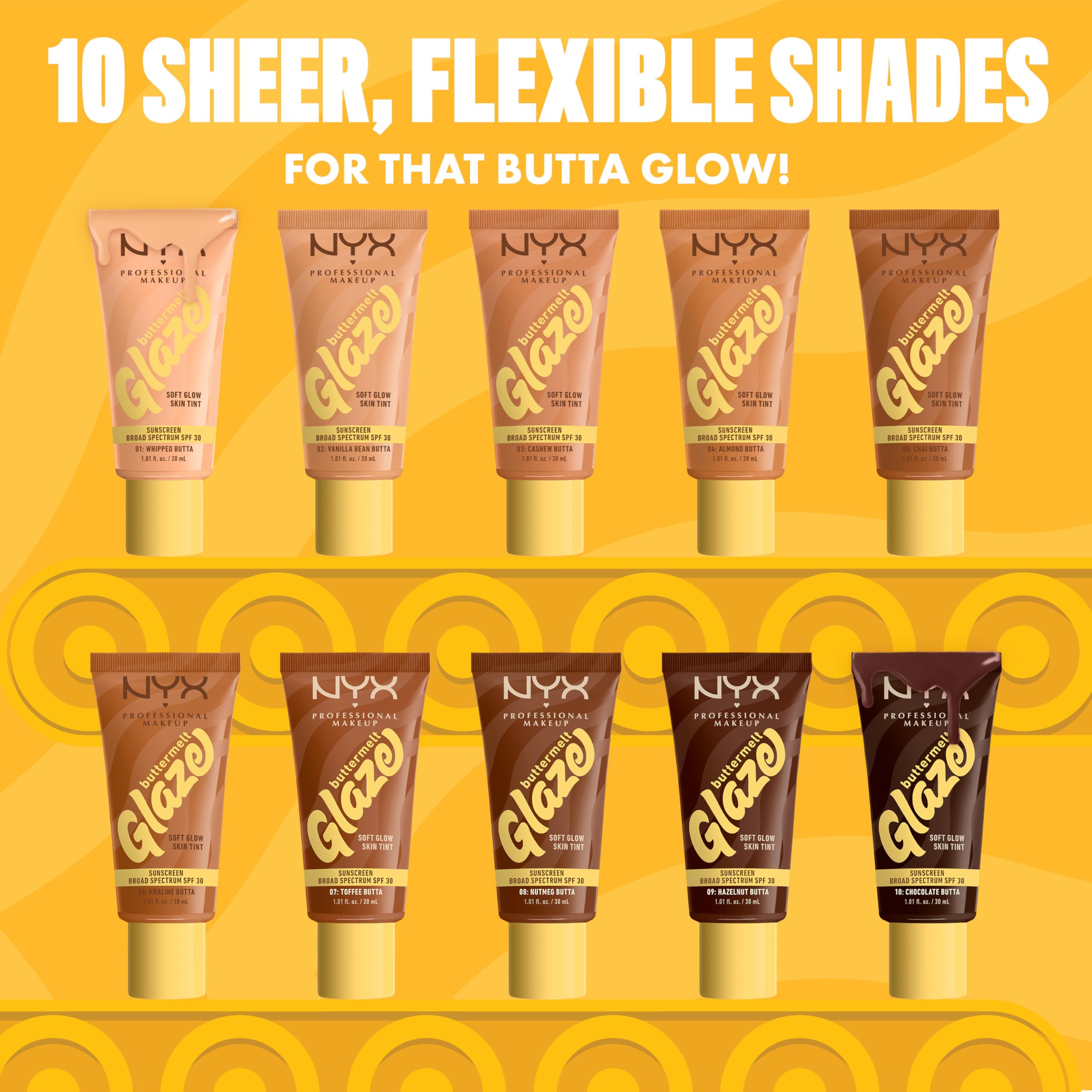 NYX PROFESSIONAL MAKEUP Buttermelt Glaze Skin Tint + SPF 30 – Up To 12HR Wear, 05 Chai Butta
