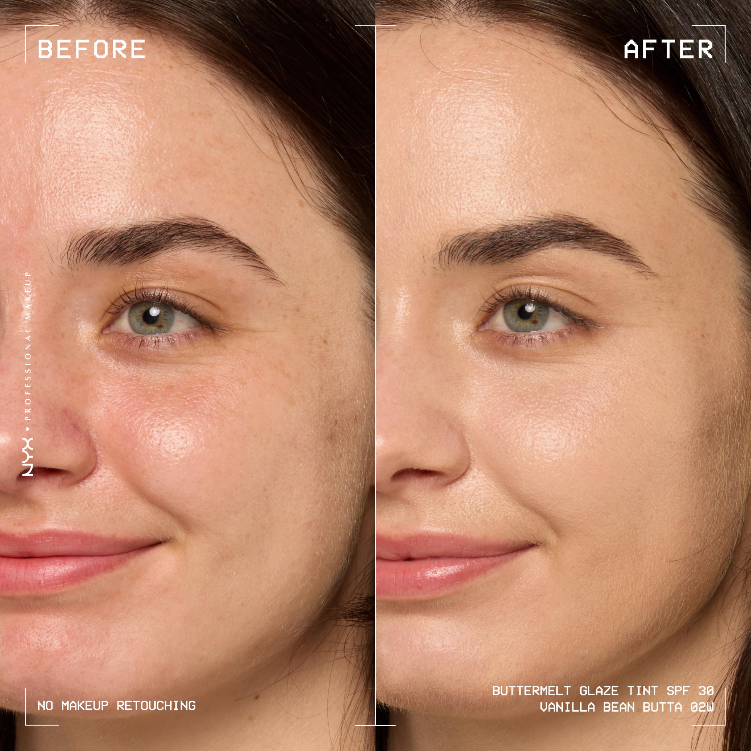 NYX PROFESSIONAL MAKEUP Buttermelt Glaze Soft Glow Skin Tint + SPF 30, 12HR Wear — Vanilla Bean Butta (02)