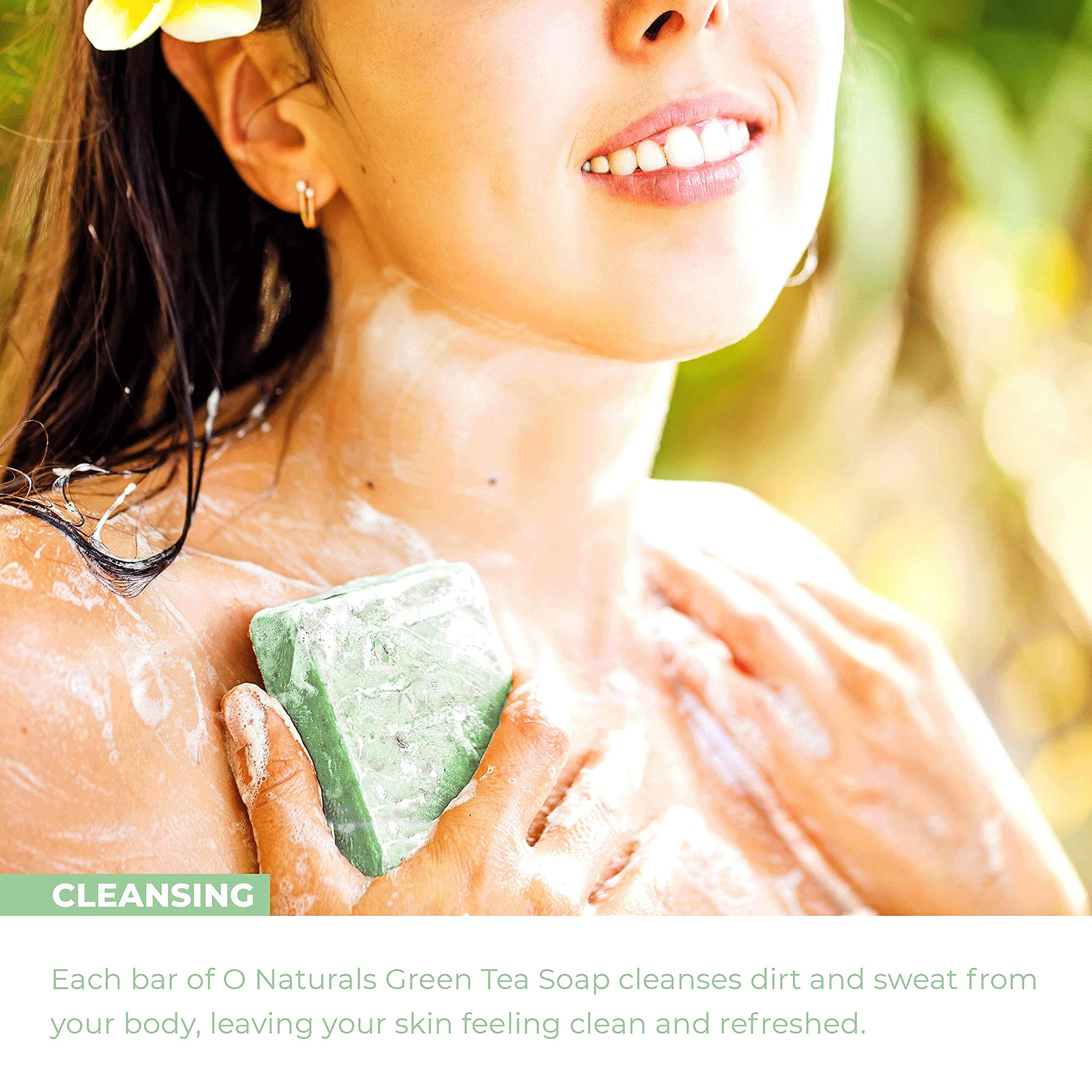 O NATURALS 100% Natural Bar Soap Gift Set – Green Tea Collection with Organic Oils & Essential Oils