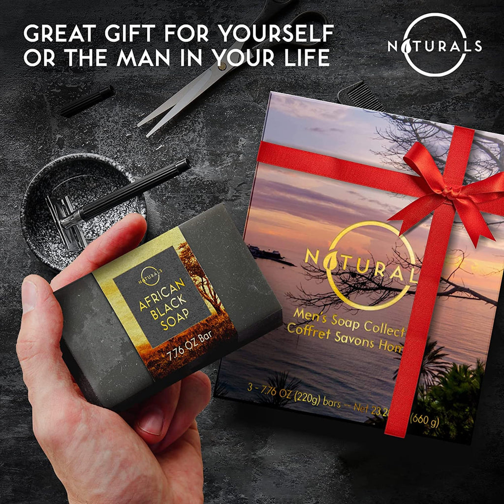 O Naturals 5PC Men's Soap Gift Set – Organic Exfoliating Bars for Men