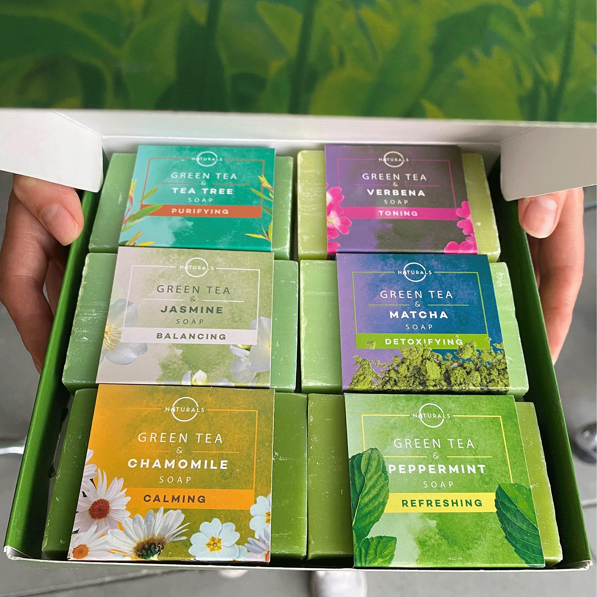 O NATURALS 100% Natural Bar Soap Gift Set – Green Tea Collection with Organic Oils & Essential Oils
