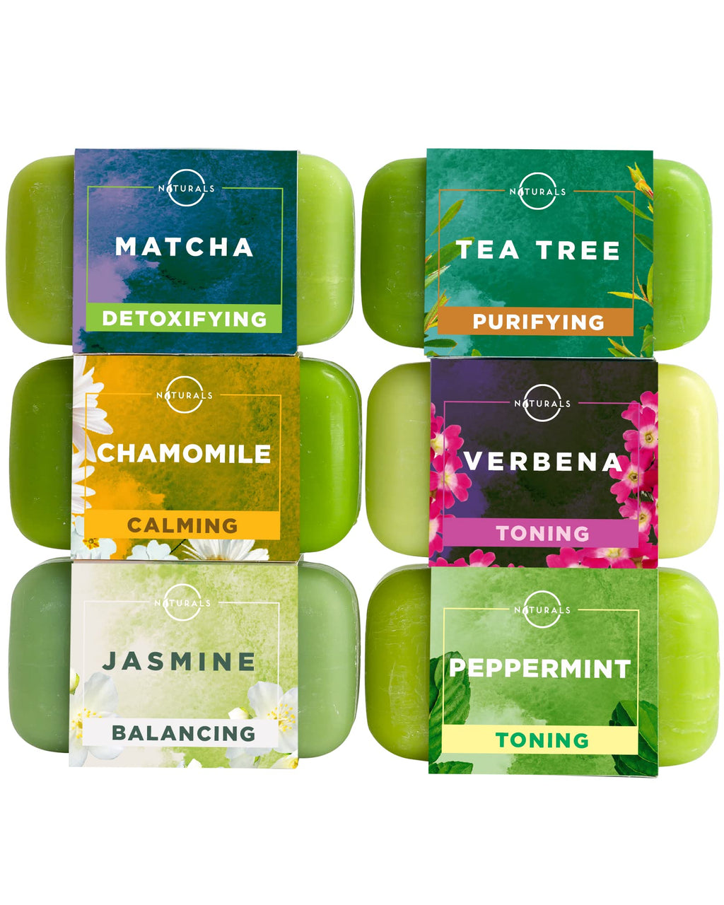 O NATURALS 100% Natural Bar Soap Gift Set – Green Tea Collection with Organic Oils & Essential Oils